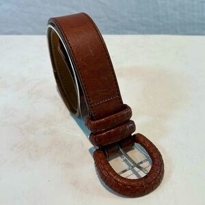 Mahogany Leather Belt Sz S Weave Wrapped Buckle and Double Keeper